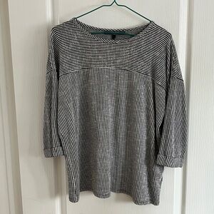 Coin 1804 Los Angeles Black and White Striped Long Sleeve Top